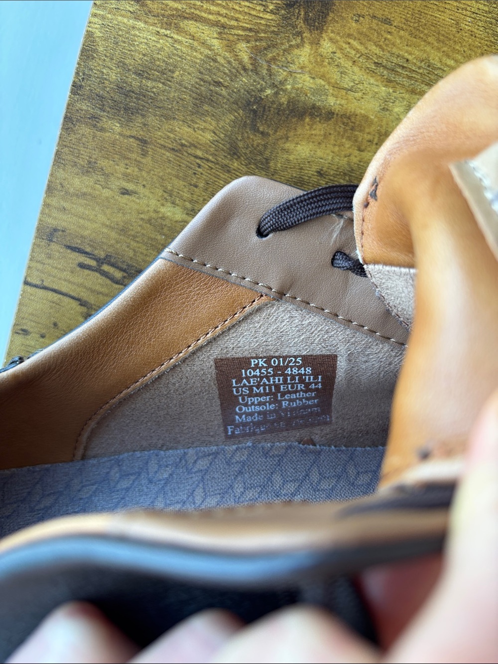 OluKai Men's Dark Brown Leather Low-Top Sneakers - Picture 2 of 8